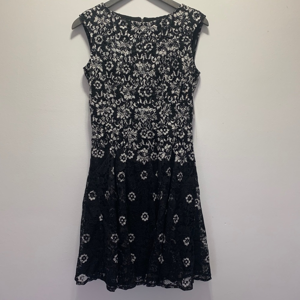 Girls black and white floral dress size 12
